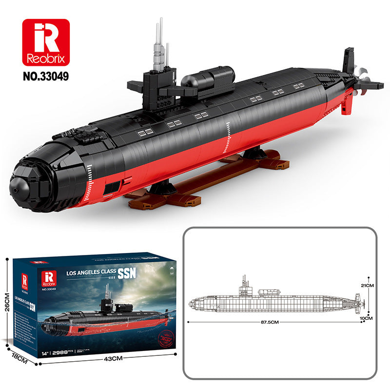 Reobrix 33049 Los-Angeles-Klasse U-Boot – Militär Bausteinmodell (2.750 Teile)