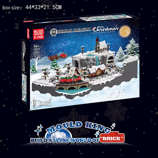 Mould King 12029 Weihnachtszug Wunderland – Motorisierter Modellbausatz mit Licht & Musik (4232 Teile) MK