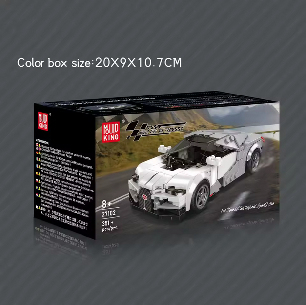 Mould King 27102 Tourbillon Hybrid Supercar Modellbausatz – Mini Hypercar mit Vitrine (351 Teile) MK