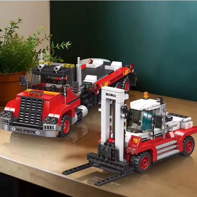 Mould King 24079 Gabelstapler & Transport LKW Modellbausatz – Logistik Set (906 Teile) MK