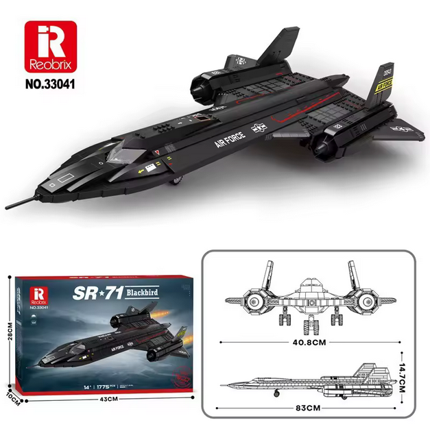 Reobrix 33041 SR-71 Blackbird Jet Modellbausatz – Flugzeug Serie (1733 Teile) Roebrix