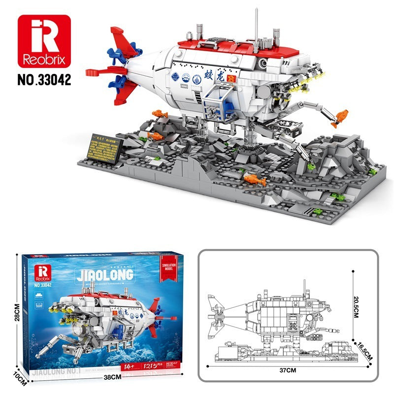 Reobrix 33042 Jiaolong U-Boot – Militär Schiffs-Bausteinmodell (1.215 Teile)