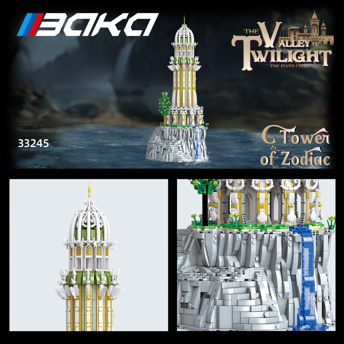 BAKA 33245 Turm des Tierkreises – Fantasy Architektur Bausteinmodell (3.726 Teile)