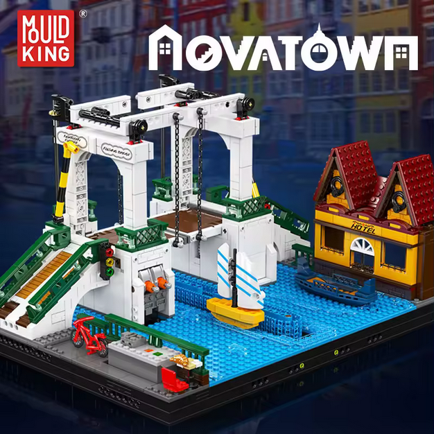 Mould King 16068 Nordeuropa Stadt Klappbrücke Klemmbausteine Set – 2066 Teile MK