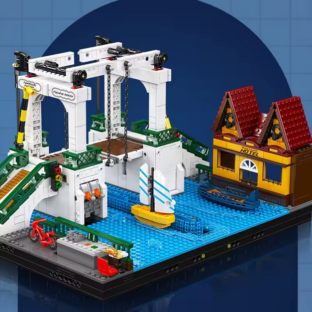 Mould King 16068 Nordeuropa Stadt Klappbrücke Klemmbausteine Set – 2066 Teile MK