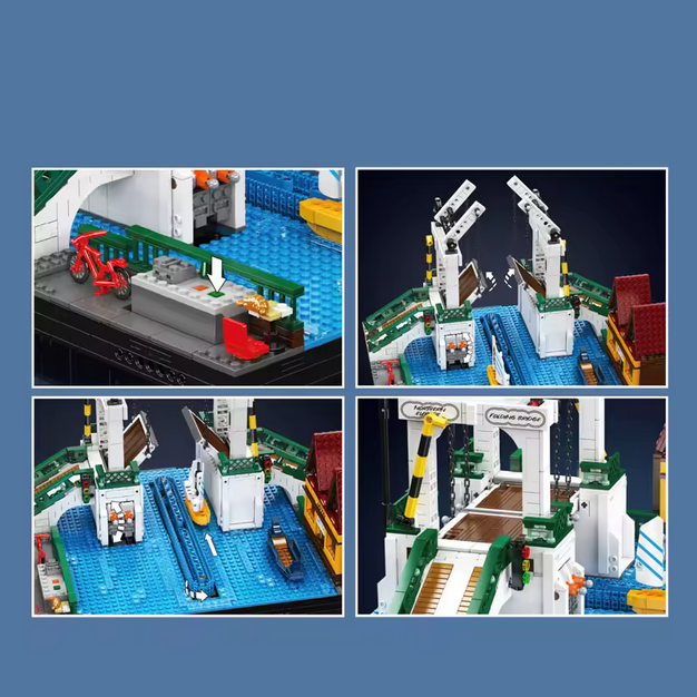 Mould King 16068 Nordeuropa Stadt Klappbrücke Klemmbausteine Set – 2066 Teile MK