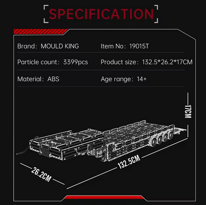 Mould King 19015T FH16 Pneumatischer Traktoranhänger RC Klemmbausteine Set – 3399 Teile MK