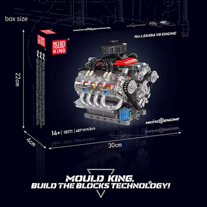 Mould King 10171 LSX454 V8 Motor Bausatz – 487 Teile MK