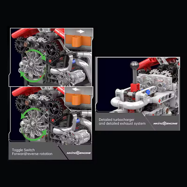 Mould King 10226 V12 Supercar Motor mit Getriebe – 863 Teile MK