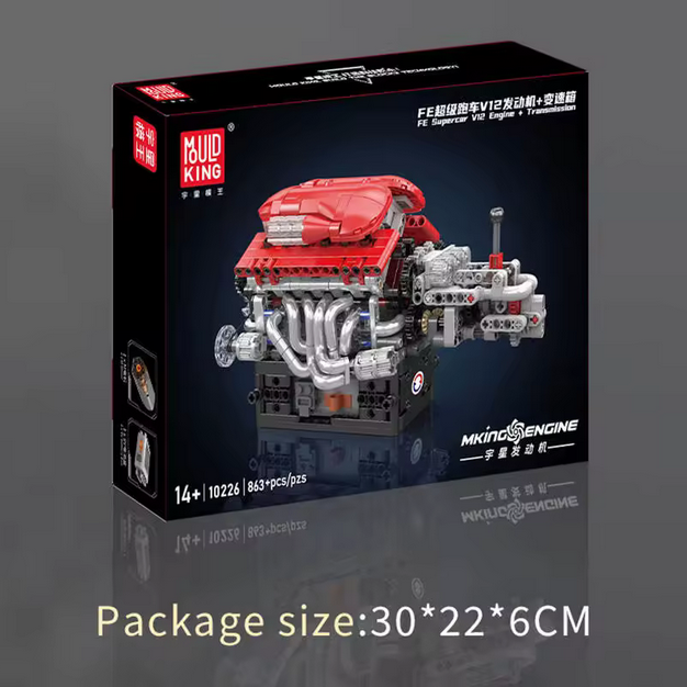 Mould King 10226 V12 Supercar Motor mit Getriebe – 863 Teile MK
