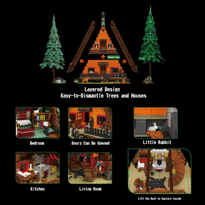 Mould King 16053 Hütte im Wald Bausatz mit LED – 3.398 Teile MK