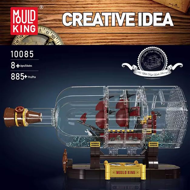 Mould King 10085 Mini Queen Revenger Schiff in der Flasche – 885 Teile MK