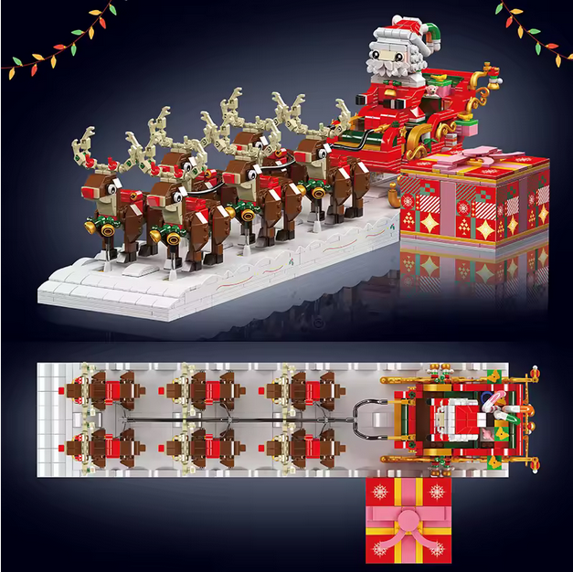 Mould King 10154 Motorisierter Weihnachtsmann Schlitten mit Rentier – 2.073 Teile MK