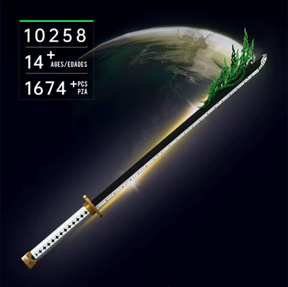 Mould King 10258 Samurai Katana Modellbausatz – Weiße Klinge mit LED 1674 Teile MK