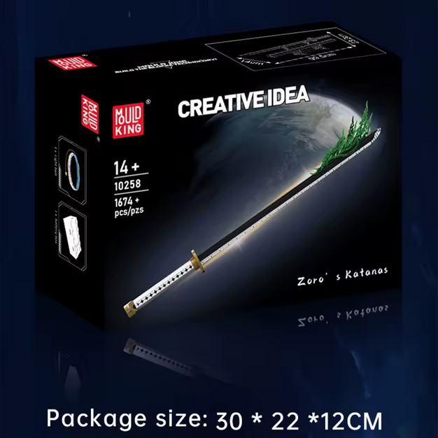 Mould King 10258 Samurai Katana Modellbausatz – Weiße Klinge mit LED 1674 Teile MK