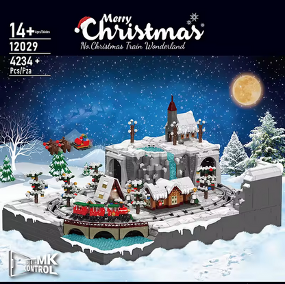 Mould King 12029 Weihnachtszug Wunderland – Motorisierter Modellbausatz mit Licht & Musik (4232 Teile) MK