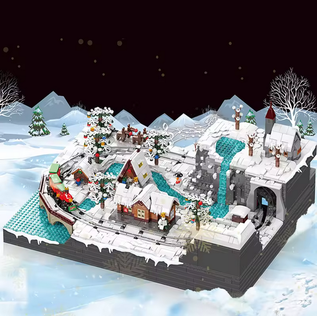 Mould King 12029 Weihnachtszug Wunderland – Motorisierter Modellbausatz mit Licht & Musik (4232 Teile) MK