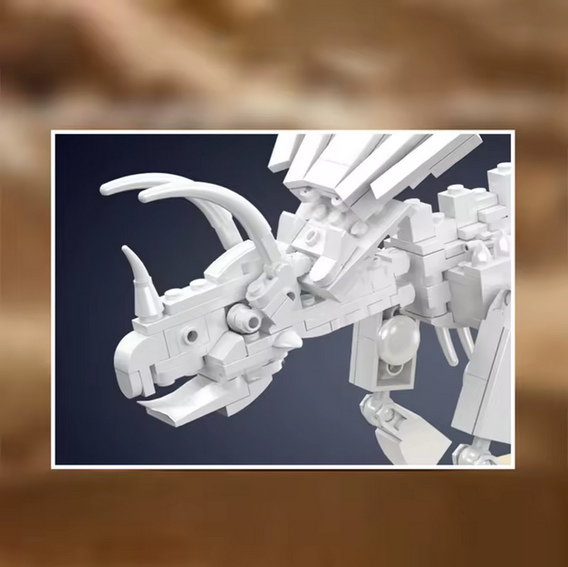 Mould King 29006 Triceratops Fossil Modellbausatz – Dinosaurier Skelett mit Display (397 Teile) MK