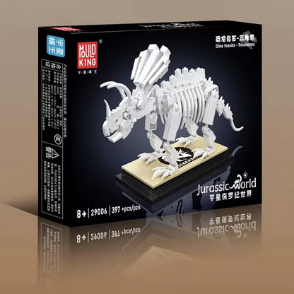 Mould King 29006 Triceratops Fossil Modellbausatz – Dinosaurier Skelett mit Display (397 Teile) MK