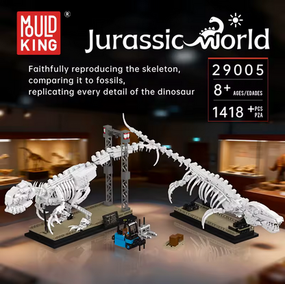 Mould King 29005 Mosasaurus & Velociraptor Fossilien Set – Museums Dino Display (1418 Teile) MK