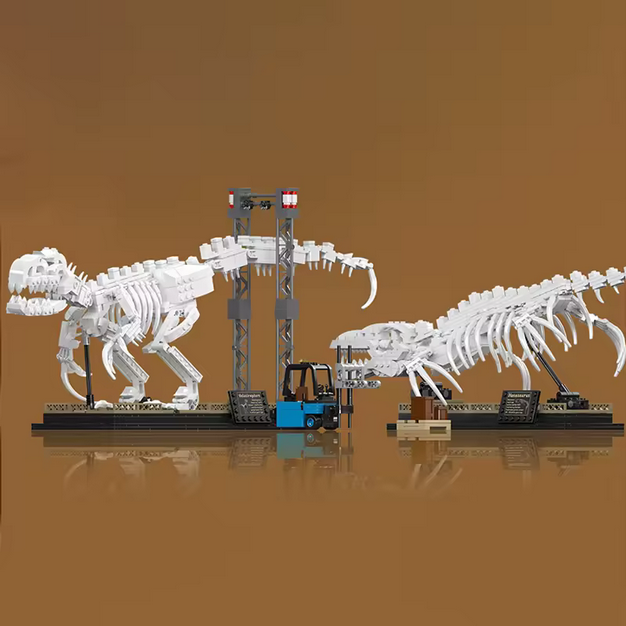 Mould King 29005 Mosasaurus & Velociraptor Fossilien Set – Museums Dino Display (1418 Teile) MK