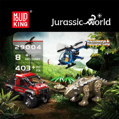 Mould King 29004 Ankylosaurus Dino Ei Set – Hubschrauber & Offroad Camp (403 Teile) MK