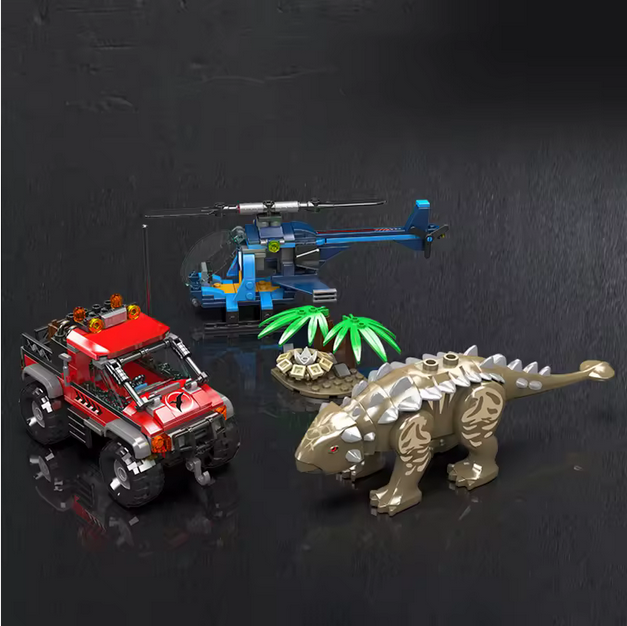 Mould King 29004 Ankylosaurus Dino Ei Set – Hubschrauber & Offroad Camp (403 Teile) MK