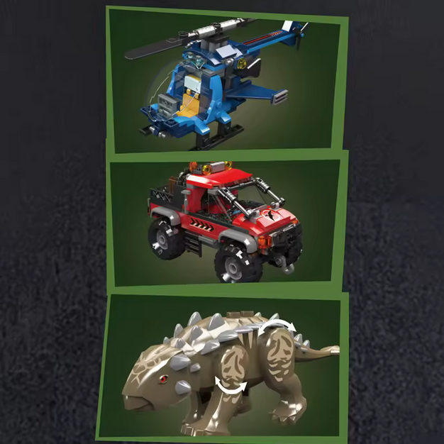 Mould King 29004 Ankylosaurus Dino Ei Set – Hubschrauber & Offroad Camp (403 Teile) MK