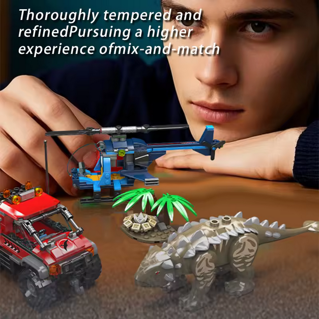 Mould King 29004 Ankylosaurus Dino Ei Set – Hubschrauber & Offroad Camp (403 Teile) MK