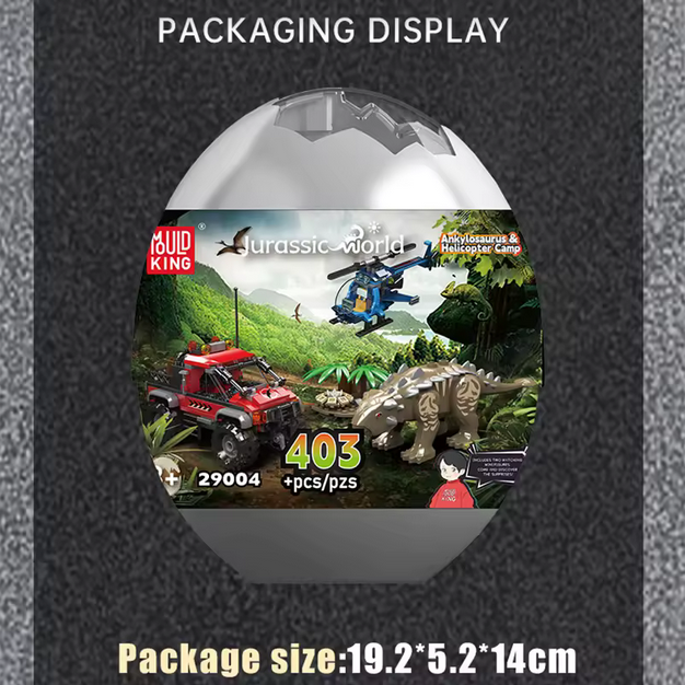 Mould King 29004 Ankylosaurus Dino Ei Set – Hubschrauber & Offroad Camp (403 Teile) MK