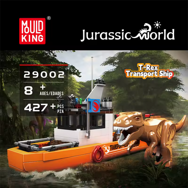 Mould King 29002 T-Rex Dino Transport Schiff – Dinosaurier Ei Set (427 Teile) MK