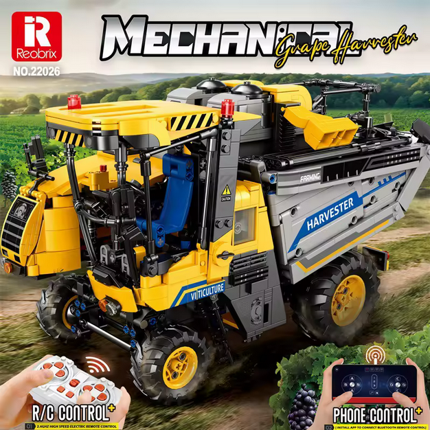 Reobrix 22026 RC Traubenernte LKW Modellbausatz – Technik Landwirtschaftsfahrzeug (2206 Teile) Roebrix