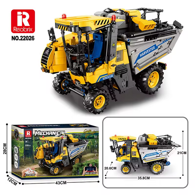 Reobrix 22026 RC Traubenernte LKW Modellbausatz – Technik Landwirtschaftsfahrzeug (2206 Teile) Roebrix