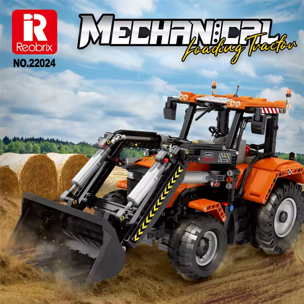 Reobrix 22024 RC Radlader Traktor Modellbausatz – Technik Baustellenfahrzeug (1496 Teile) Roebrix