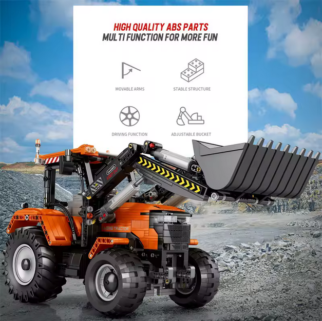 Reobrix 22024 RC Radlader Traktor Modellbausatz – Technik Baustellenfahrzeug (1496 Teile) Roebrix