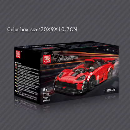 Mould King 27106 T.50s Supercar Modellbausatz – Mini Hypercar mit Vitrine (333 Teile) MK