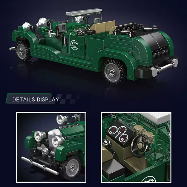 Mould King 27105 Britischer Luxus Oldtimer Modellbausatz – Classic Car mit Vitrine (320 Teile) MK