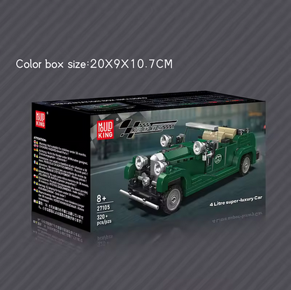 Mould King 27105 Britischer Luxus Oldtimer Modellbausatz – Classic Car mit Vitrine (320 Teile) MK