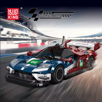 Mould King 27103 Le Mans Rennwagen Modellbausatz – Mini Racing Car mit Vitrine (347 Teile) MK