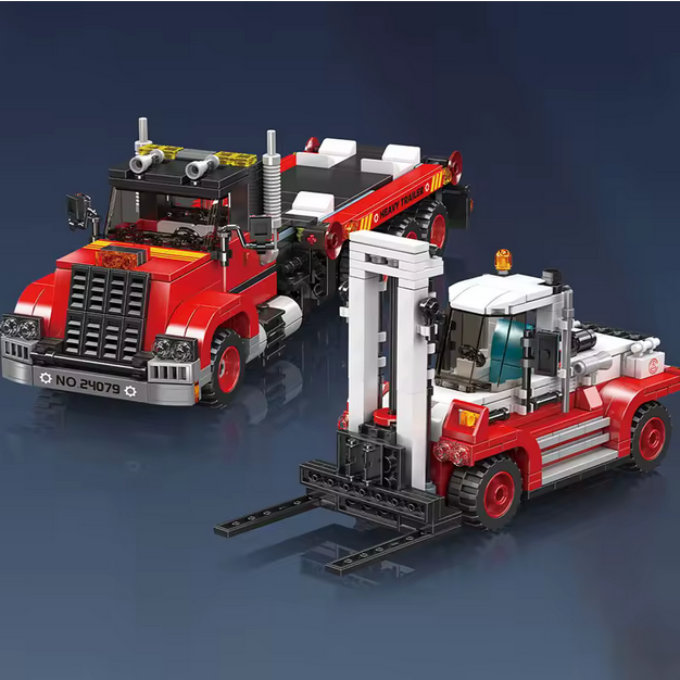 Mould King 24079 Gabelstapler & Transport LKW Modellbausatz – Logistik Set (906 Teile) MK