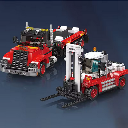 Mould King 24079 Gabelstapler & Transport LKW Modellbausatz – Logistik Set (906 Teile) MK