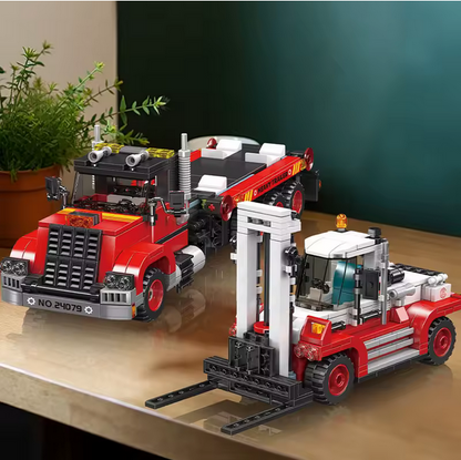 Mould King 24079 Gabelstapler & Transport LKW Modellbausatz – Logistik Set (906 Teile) MK