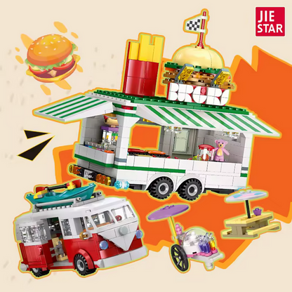 JIESTAR JJ9041 Hamburger Auto Modellbausatz – Fun Food Car (883 Teile) JIESTAR