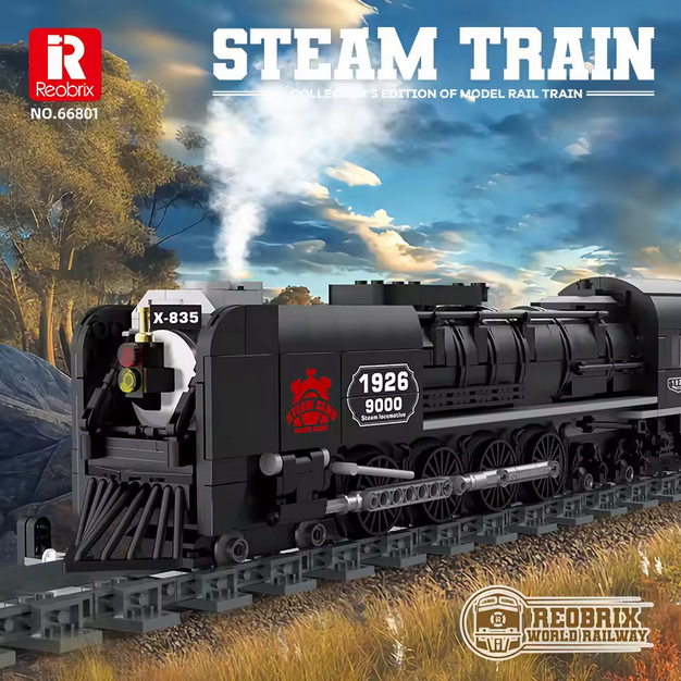 Reobrix 66801 Dampfzug Modellbausatz – Klassische Lokomotive (1546 Teile) Roebrix