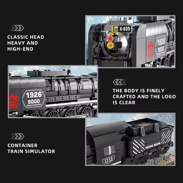 Reobrix 66801 Dampfzug Modellbausatz – Klassische Lokomotive (1546 Teile) Roebrix