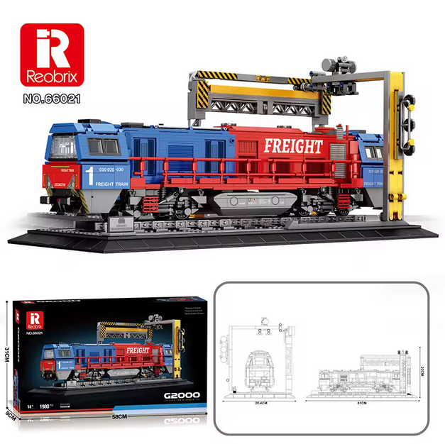 Reobrix 66021 Furos Frachtzug Modellbausatz – Güterzug Lokomotive (1980 Teile) Roebrix
