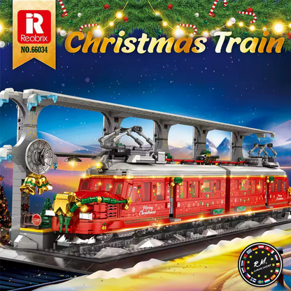 Reobrix 66034 RC Weihnachtszug Modellbausatz – Festlicher Winterzug (2822 Teile) Roebrix