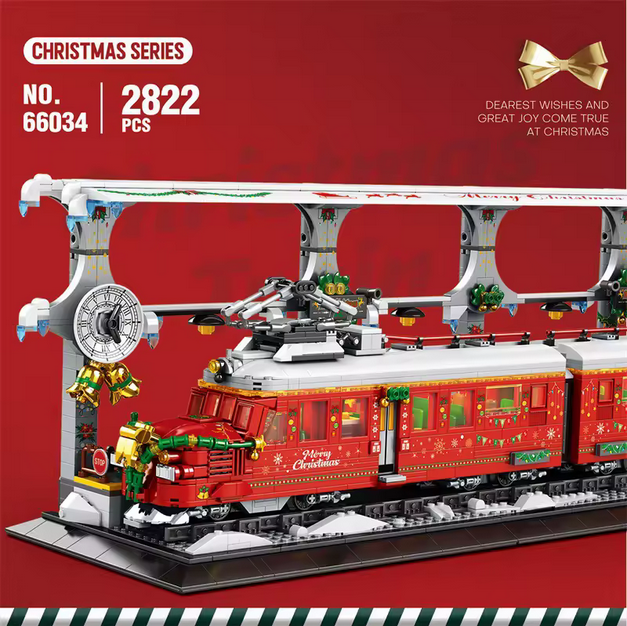 Reobrix 66034 RC Weihnachtszug Modellbausatz – Festlicher Winterzug (2822 Teile) Roebrix