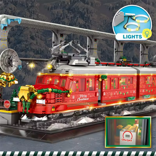 Reobrix 66034 RC Weihnachtszug Modellbausatz – Festlicher Winterzug (2822 Teile) Roebrix