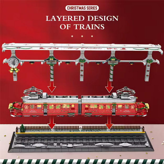 Reobrix 66034 RC Weihnachtszug Modellbausatz – Festlicher Winterzug (2822 Teile) Roebrix